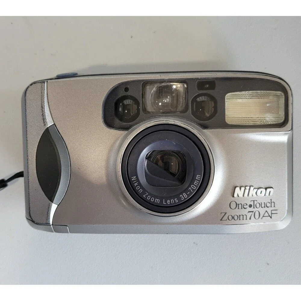 Nikon One Touch Zoom 70 AF 35mm Film Camera Point & Shoot Powers On Shutter REA